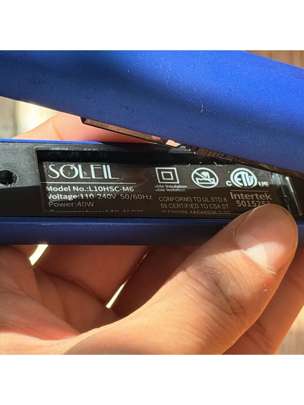 Soleil Solid Ceramic Professional Flat Iron Blue L10HSC-M6 MSRP $375 WORKING